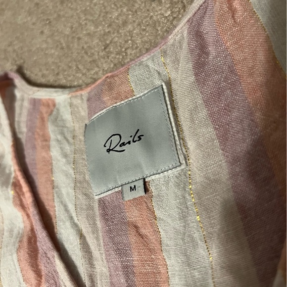 Rails Cream & Pink Striped Peplum Tank Top Size M - Picture 7 of 7